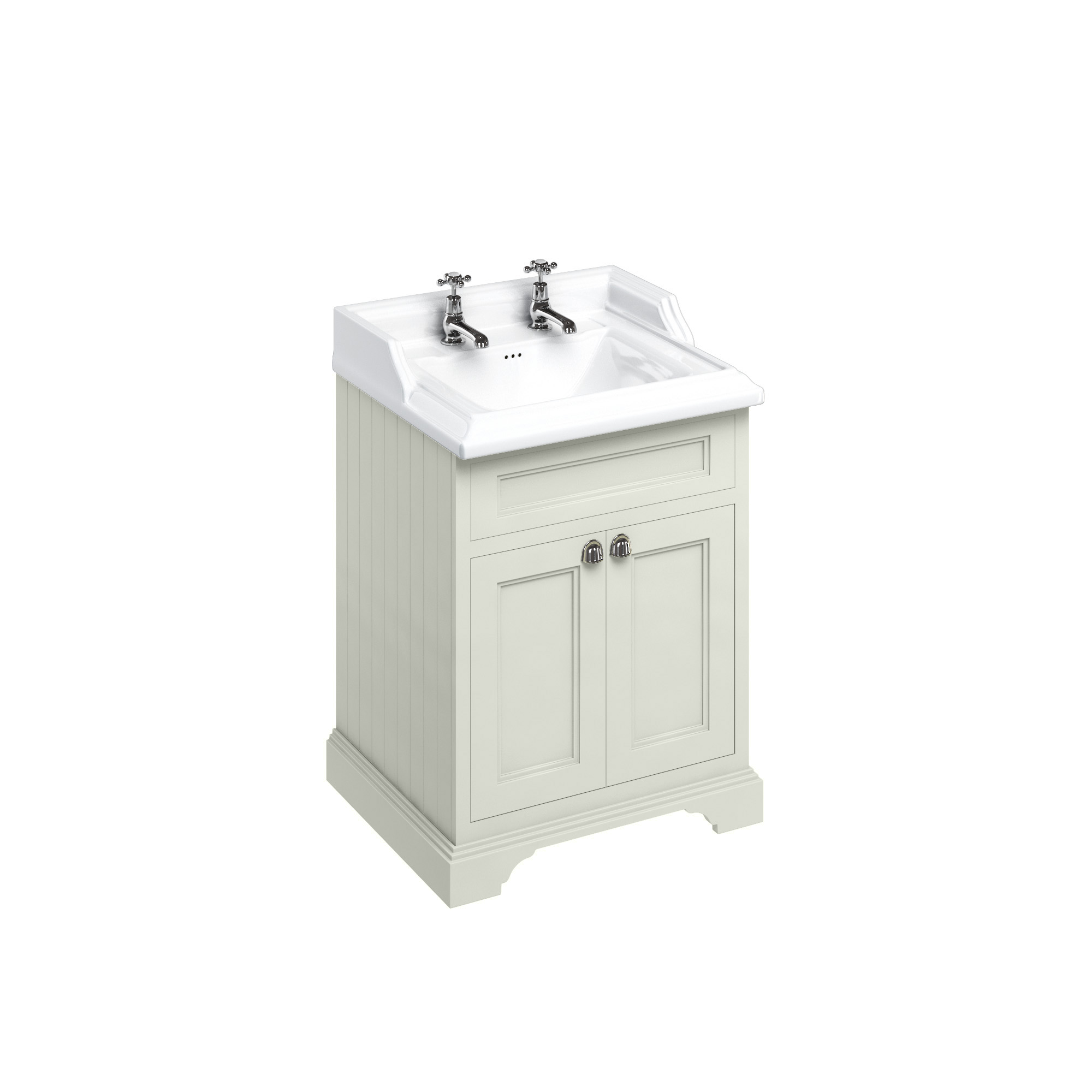 Freestanding 65 Vanity Unit with doors - Sand and Classic basin 2 tap holes